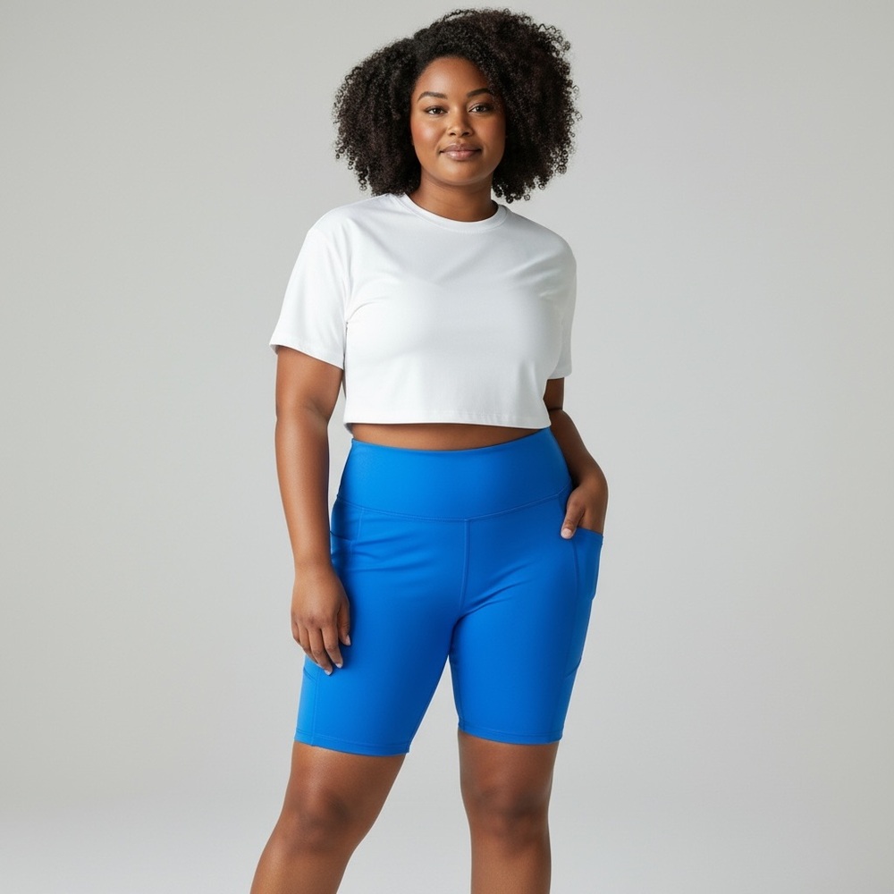Rae Mode Blue Ribbed Biker Shorts-various sizes